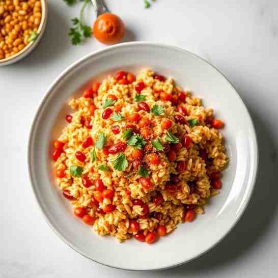 Koshari for Two - Easy Red Lentil Rice Recipe